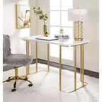 Acme Furniture Estie Escritorio Blanco/Dorado: Elegante Oficina en Casa, Mesa de Estudio para Adolescentes y Niños, Sin Almacenamiento