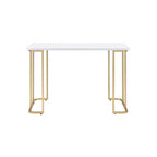 Acme Furniture Estie Escritorio Blanco/Dorado: Elegante Oficina en Casa, Mesa de Estudio para Adolescentes y Niños, Sin Almacenamiento