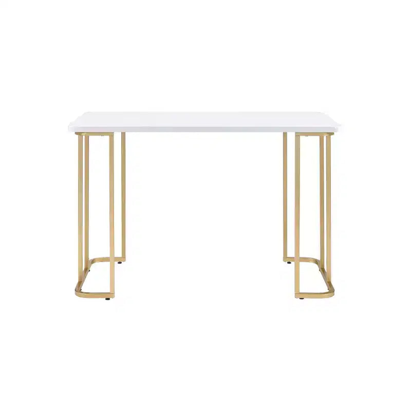 Acme Furniture Estie Escritorio Blanco/Dorado: Elegante Oficina en Casa, Mesa de Estudio para Adolescentes y Niños, Sin Almacenamiento