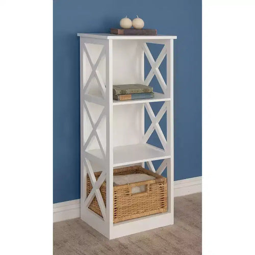 Estante de madera contemporáneo de 3 niveles de 40" blanco - Olivia & May: Almacenamiento interior de MDF, sin ensamblaje, estilo tradicional