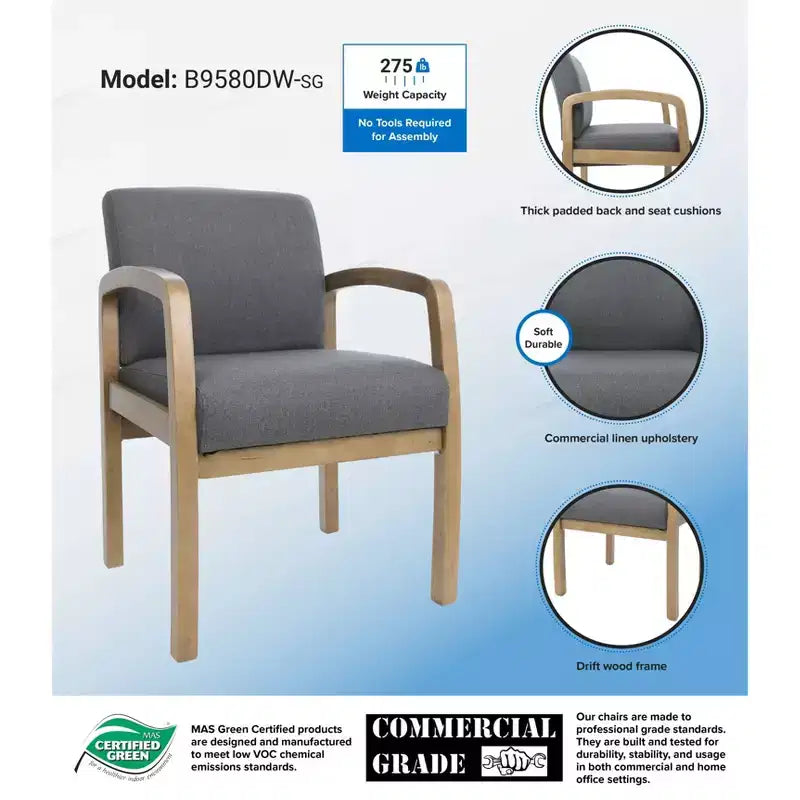 Sillón para invitados con brazos gris - Boss Office Products