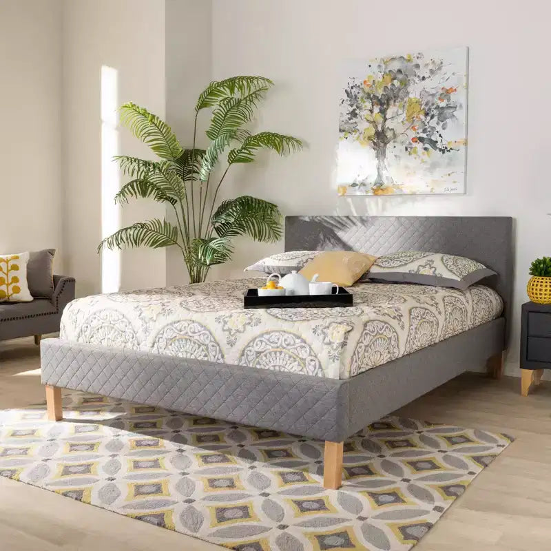 Cama plataforma King Aneta gris - Baxton Studio