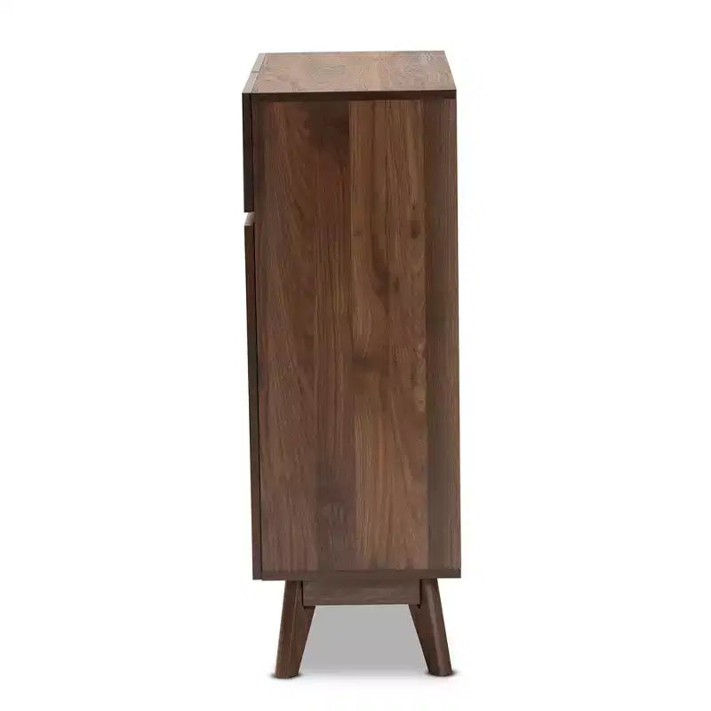 Hartman Zapatero de madera nogal marrón - Baxton Studio: Almacenamiento para recibidor, capacidad para 12 pares