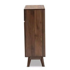 Hartman Zapatero de madera nogal marrón - Baxton Studio: Almacenamiento para recibidor, capacidad para 12 pares