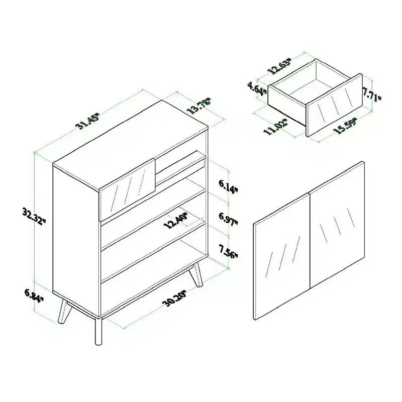 Hartman Zapatero de madera nogal marrón - Baxton Studio: Almacenamiento para recibidor, capacidad para 12 pares