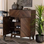 Hartman Zapatero de madera nogal marrón - Baxton Studio: Almacenamiento para recibidor, capacidad para 12 pares