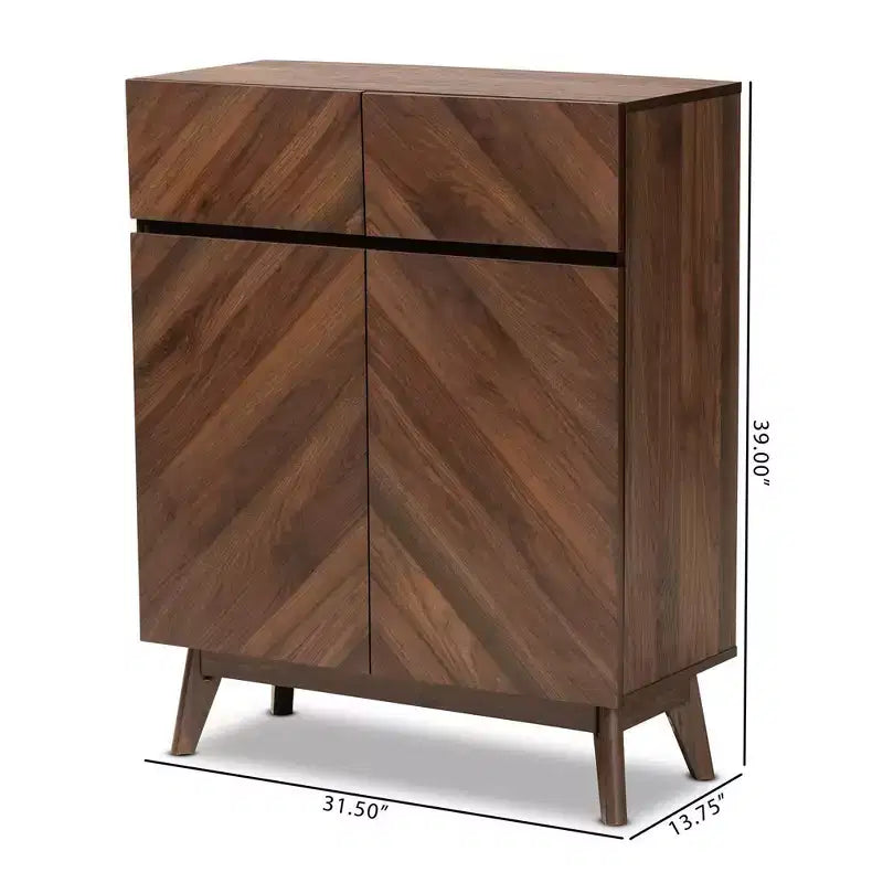 Hartman Zapatero de madera nogal marrón - Baxton Studio: Almacenamiento para recibidor, capacidad para 12 pares