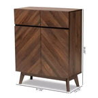 Hartman Zapatero de madera nogal marrón - Baxton Studio: Almacenamiento para recibidor, capacidad para 12 pares