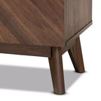 Hartman Zapatero de madera nogal marrón - Baxton Studio: Almacenamiento para recibidor, capacidad para 12 pares