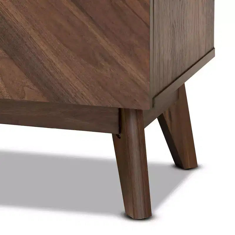 Hartman Zapatero de madera nogal marrón - Baxton Studio: Almacenamiento para recibidor, capacidad para 12 pares