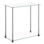 Breighton Home Designs2Go Classic Glass 2 Tier Chairside End Table in Glass/Chrome