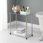 Breighton Home Designs2Go Mesa Auxiliar Clásica de 2 Niveles con Cristal y Cromo
