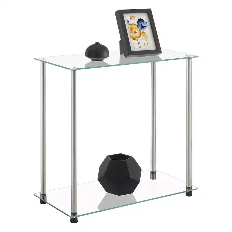 Breighton Home Designs2Go Mesa Auxiliar Clásica de 2 Niveles con Cristal y Cromo