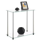 Breighton Home Designs2Go Mesa Auxiliar Clásica de 2 Niveles con Cristal y Cromo