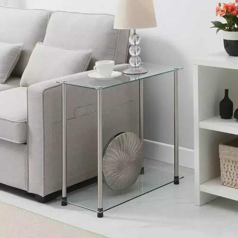 Breighton Home Designs2Go Mesa Auxiliar Clásica de 2 Niveles con Cristal y Cromo
