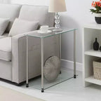 Breighton Home Designs2Go Mesa Auxiliar Clásica de 2 Niveles con Cristal y Cromo