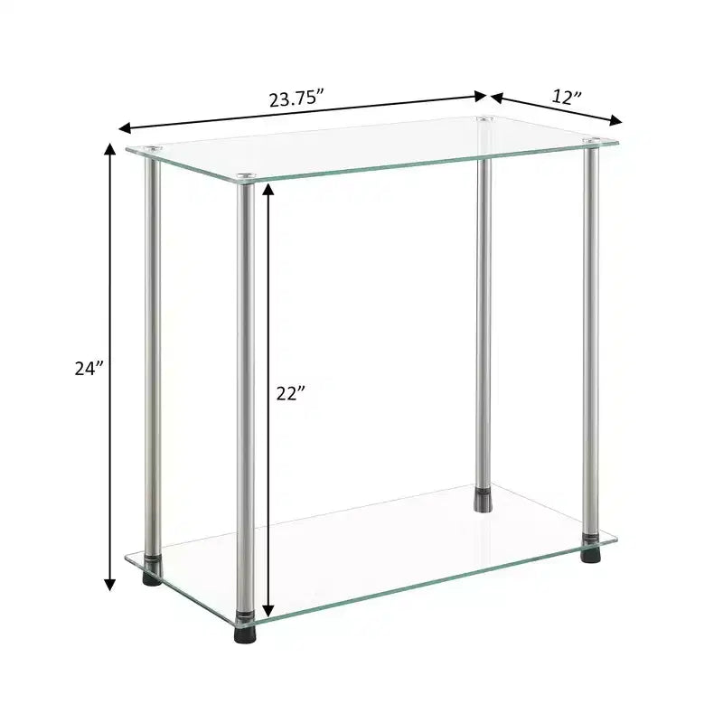 Breighton Home Designs2Go Mesa Auxiliar Clásica de 2 Niveles con Cristal y Cromo
