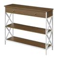 Breighton Home Tucson 1 Drawer Console Table with Shelves Driftwood/White: Metal Frame, MDF Top, Entryway Storage
