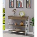 Mesa consola Breighton Home Tucson de 1 cajón con estantes, color madera flotante/blanco: estructura de metal, superficie de MDF, almacenamiento para recibidor
