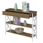 Mesa consola Breighton Home Tucson de 1 cajón con estantes, color madera flotante/blanco: estructura de metal, superficie de MDF, almacenamiento para recibidor