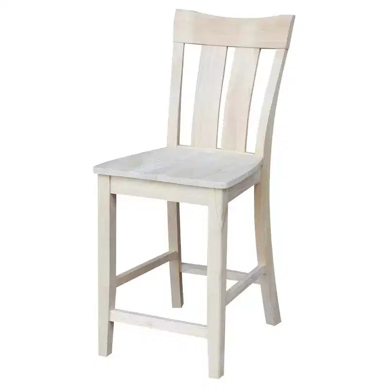 Taburete de bar Ava de 24" a la altura de la encimera sin terminar - International Concepts: Madera maciza, asiento cuadrado