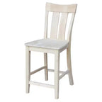 Taburete de bar Ava de 24" a la altura de la encimera sin terminar - International Concepts: Madera maciza, asiento cuadrado