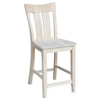 Taburete de bar Ava de 24" a la altura de la encimera sin terminar - International Concepts: Madera maciza, asiento cuadrado