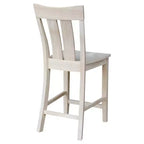 Taburete de bar Ava de 24" a la altura de la encimera sin terminar - International Concepts: Madera maciza, asiento cuadrado