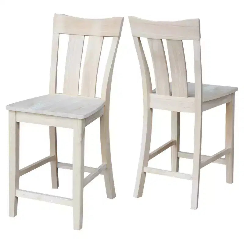 Taburete de bar Ava de 24" a la altura de la encimera sin terminar - International Concepts: Madera maciza, asiento cuadrado