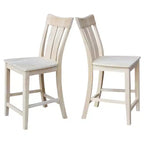Taburete de bar Ava de 24" a la altura de la encimera sin terminar - International Concepts: Madera maciza, asiento cuadrado