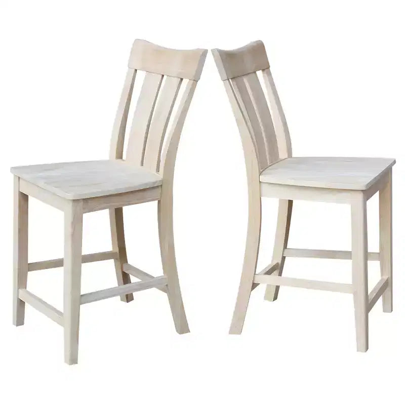 Taburete de bar Ava de 24" a la altura de la encimera sin terminar - International Concepts: Madera maciza, asiento cuadrado
