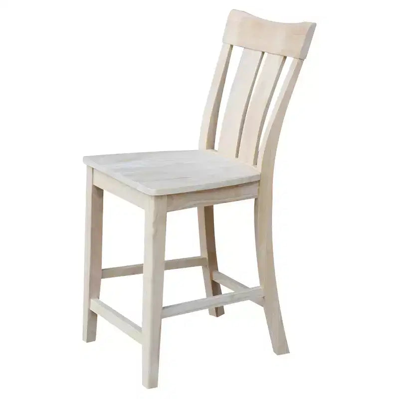 Taburete de bar Ava de 24" a la altura de la encimera sin terminar - International Concepts: Madera maciza, asiento cuadrado
