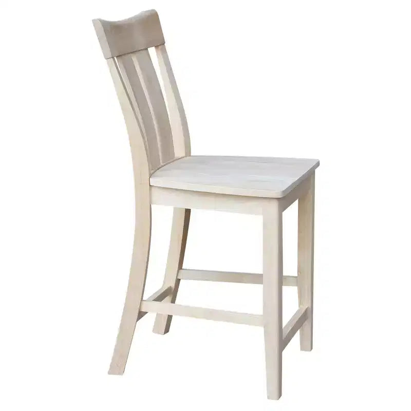 Taburete de bar Ava de 24" a la altura de la encimera sin terminar - International Concepts: Madera maciza, asiento cuadrado