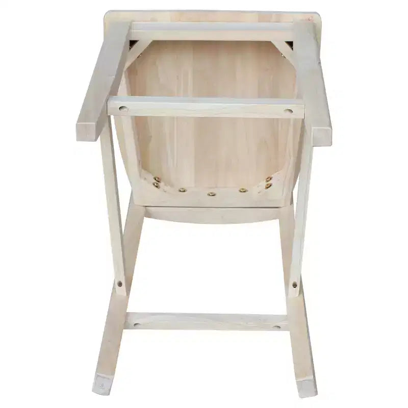 Taburete de bar Ava de 24" a la altura de la encimera sin terminar - International Concepts: Madera maciza, asiento cuadrado