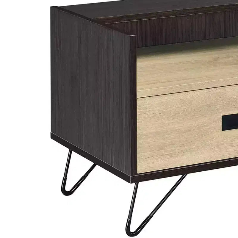 Mesa auxiliar Melkree de 21" con acabado roble/negro - Acme Furniture: Aspecto industrial, cajón de almacenamiento
