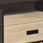 Mesa auxiliar Melkree de 21" con acabado roble/negro - Acme Furniture: Aspecto industrial, cajón de almacenamiento