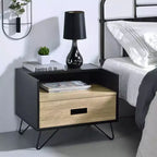 Mesa auxiliar Melkree de 21" con acabado roble/negro - Acme Furniture: Aspecto industrial, cajón de almacenamiento