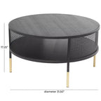 Olivia & May Metal Open Grid Frame Mesa de centro de 1 estante con patas doradas Negro: Estilo tambor moderno, no requiere montaje