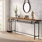 LITTLE TREE 70.9" Industrial Extra Long Console Sofa Table Brown/Black