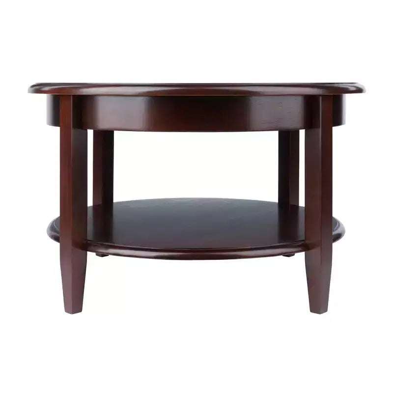 Mesa de Centro Redonda Concord con Cajón y Estante - Nogal Antiguo - Winsome