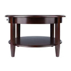 Mesa de Centro Redonda Concord con Cajón y Estante - Nogal Antiguo - Winsome