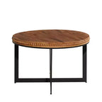 Mesa de centro industrial de madera y metal, marrón - Olivia & May: no requiere ensamblaje, patas de hierro resistentes