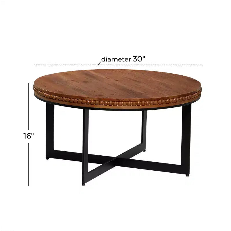 Mesa de centro industrial de madera y metal, marrón - Olivia & May: no requiere ensamblaje, patas de hierro resistentes