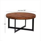 Mesa de centro industrial de madera y metal, marrón - Olivia & May: no requiere ensamblaje, patas de hierro resistentes