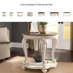 Mesa de centro Realyn blanca/marrón - Signature Design by Ashley: Estilo campestre, acabado de madera envejecida, patas curvas