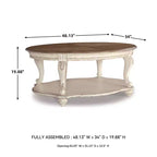 Mesa de centro Realyn blanca/marrón - Signature Design by Ashley: Estilo campestre, acabado de madera envejecida, patas curvas