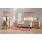 Mueble con puerta corredera de caña natural Gordon Transitional con 1 estante y base de metal dorado - Powell
