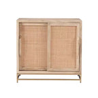 Mueble con puerta corredera de caña natural Gordon Transitional con 1 estante y base de metal dorado - Powell