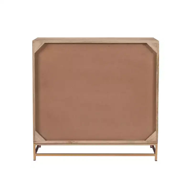 Mueble con puerta corredera de caña natural Gordon Transitional con 1 estante y base de metal dorado - Powell