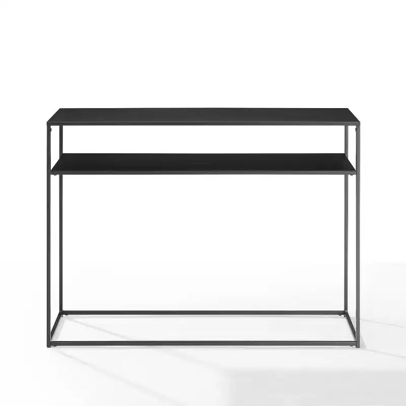 Braxton Console Table Matte Black - Crosley: Slim Steel Sofa Table, Industrial Modern Style, Open Shelf